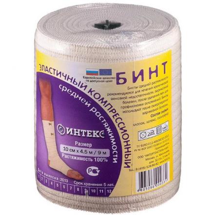 БИНТ ЭЛАСТИЧНЫЙ СР ИНТЕКС с застежкой 10см х 4,5м