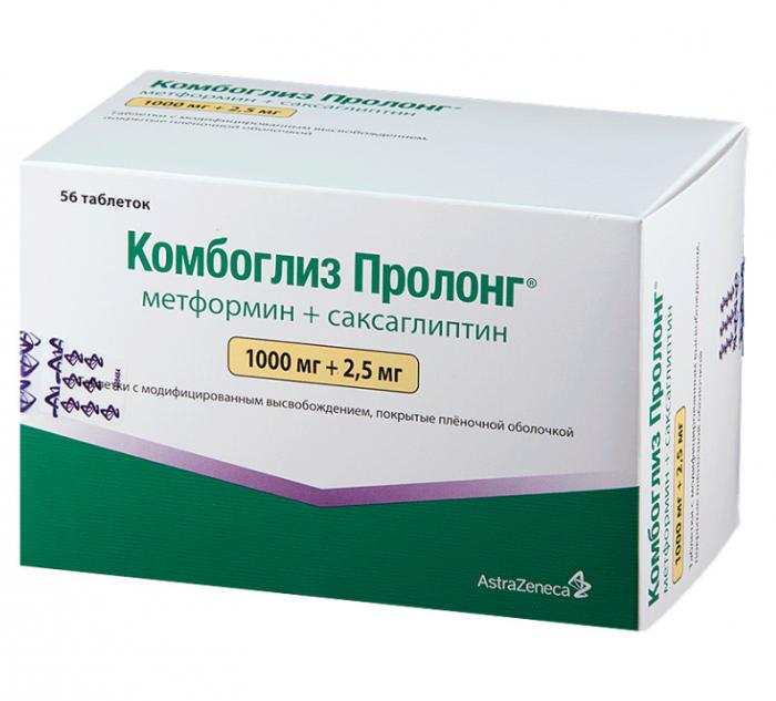 КОМБОГЛИЗ ПРОЛОНГ табл. с модиф. высв. п/о 1000+2,5 мг №56