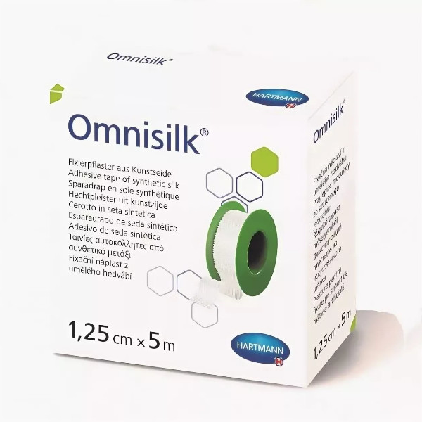 ЛЕЙКОПЛАСТЫРЬ ФИКСИРУЮЩИЙ ХАРТМАНН OMNISILK шелковый 1,25см х 500см