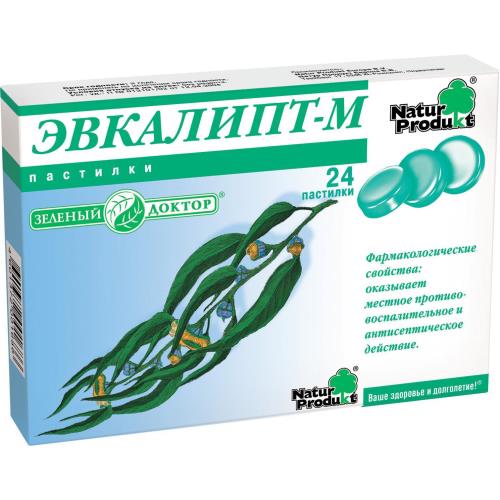 ЭВКАЛИПТ-М ЗЕЛЕНЫЙ ДОКТОР NATUR PRODUCT пастилки №24