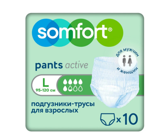 SOMFORT ПОДГУЗНИКИ ДЛЯ ВЗРОСЛЫХ ПАНТС ACTIVE NORMAL L №10