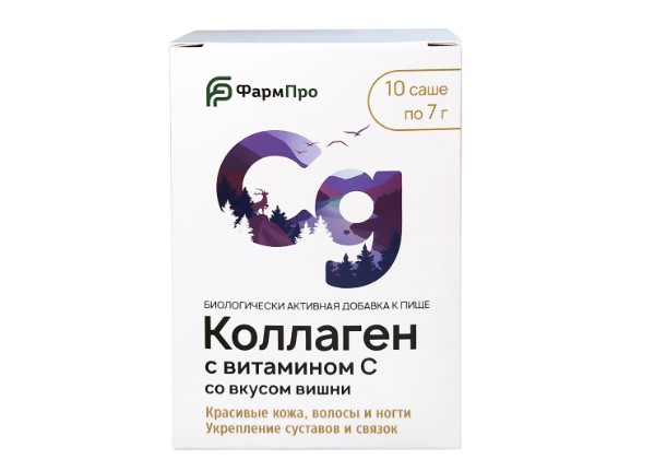 КОЛЛАГЕН С ВИТАМИНОМ С пор д/приг.р-ра внутрь вишня пак.-саше №10