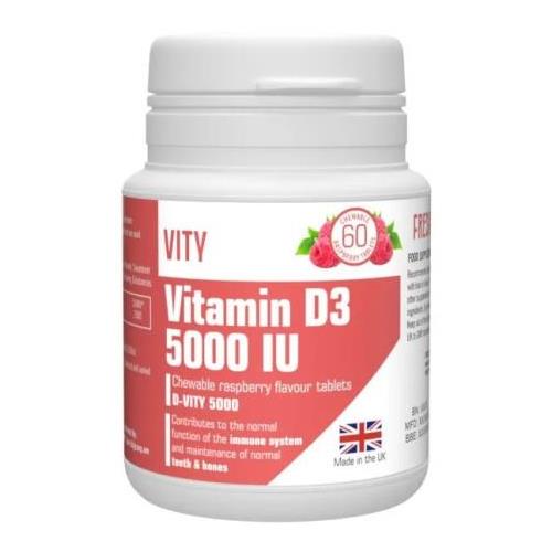 ВИТАМИН Д3 ВИТИ табл. жеват. малина 5000 МЕ №60
