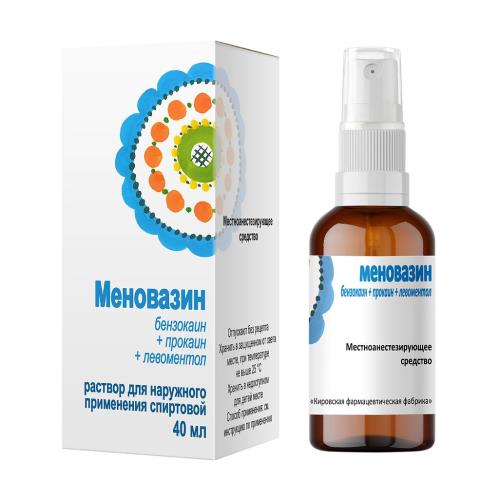 МЕНОВАЗИН КИРОВСКАЯ ФФ р-р наруж. 40 мл с распыл.