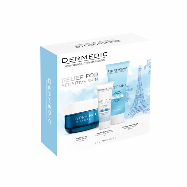 ДЕРМЕДИК HYDRAIN 3 HIALURO НАБОР (крем ночной + крем д/глаз + гель очищающ.)