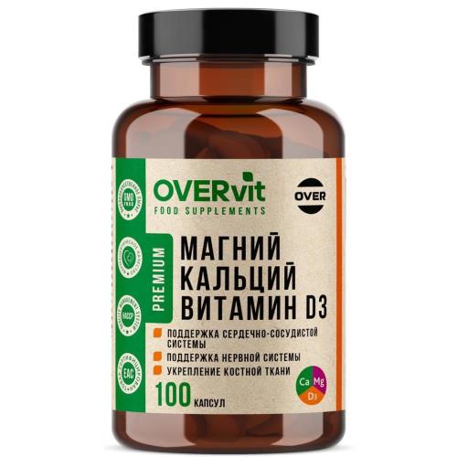 OVERVIT МАГНИЙ + КАЛЬЦИЙ + ВИТ.Д3 капс. №100