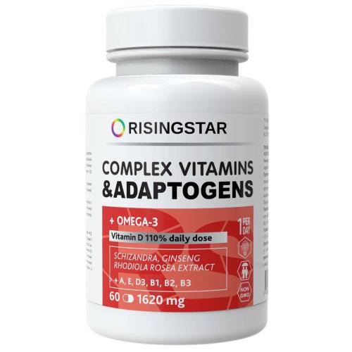 RISINGSTAR КОМПЛЕКС ВИТАМИНОВ И АДАПТОГЕНОВ С ОМЕГА-3 капс. №60