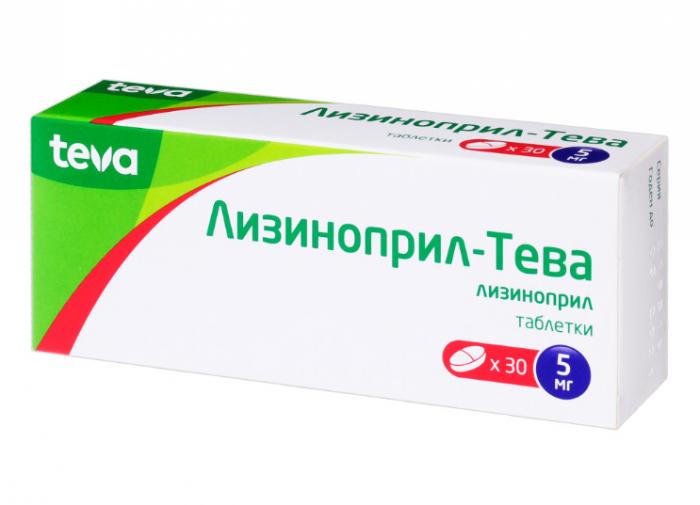 ЛИЗИНОПРИЛ ТЕВА табл. 5 мг №30