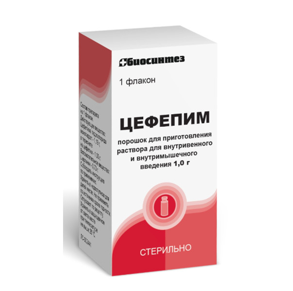 ЦЕФЕПИМ БИОСИНТЕЗ пор. д/приг. инъекц. 1 г фл. №1