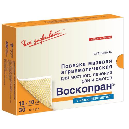 ПОВЯЗКА МАЗЕВАЯ ВОСКОПРАН левометил 10см х 10см №30