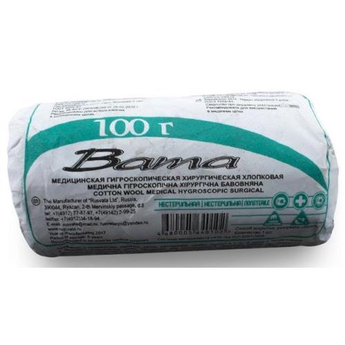 ВАТА ГИГИЕНИЧЕСКАЯ НЕСТЕРИЛЬНАЯ 100 гр