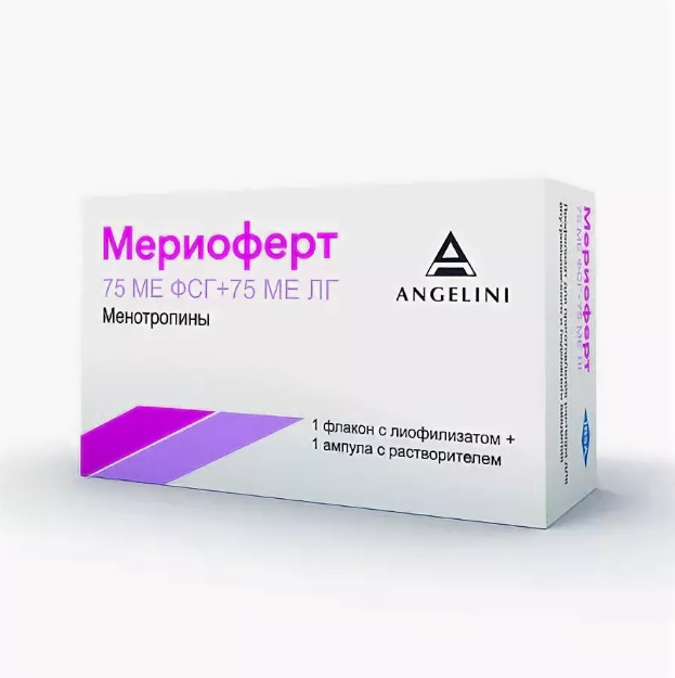 МЕРИОФЕРТ лиоф. д/приг. р-ра п/к 75 МЕ ФСГ+75 МЕ ЛГ фл. №1