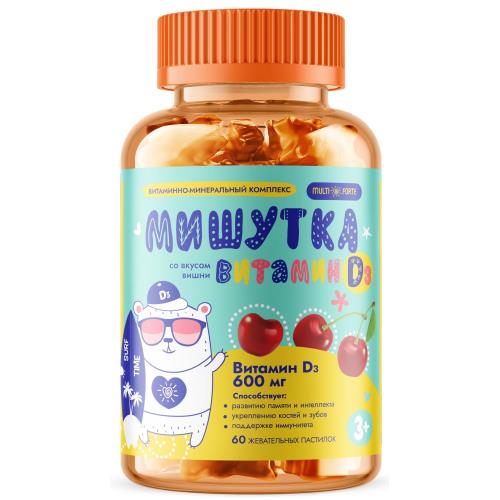 MULTIFORTE МИШУТКА ВИТАМИН Д3 пастилки вишня №60