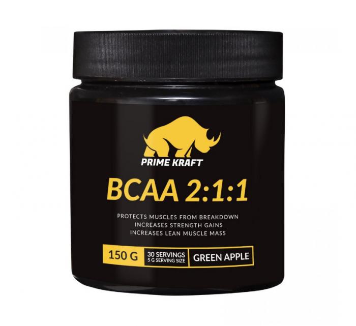 PRIME KRAFT BCAA 2:1:1 АМИНОКИСЛОТЫ пор д/приг.р-ра зеленое яблоко 150 гр