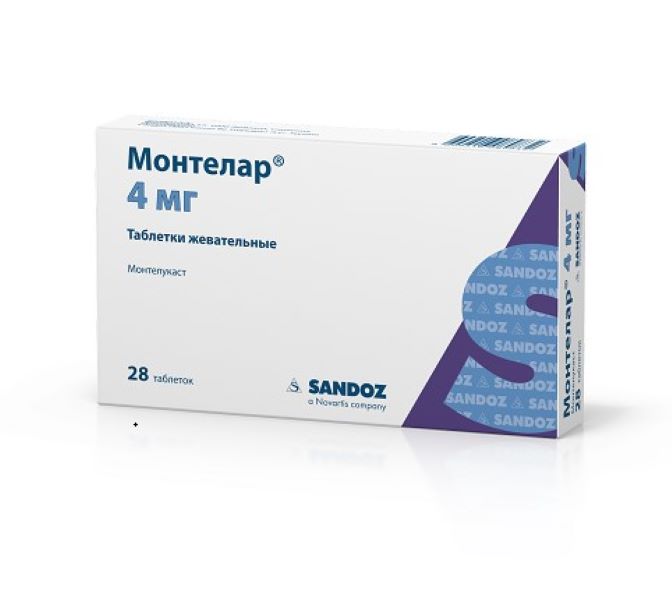 МОНТЕЛАР табл. жеват. 4 мг №28