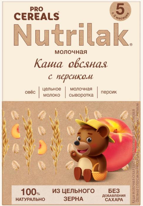 НУТРИЛАК ПРЕМИУМ PRO CEREALS КАША МОЛОЧНАЯ овсяная персик 200 гр