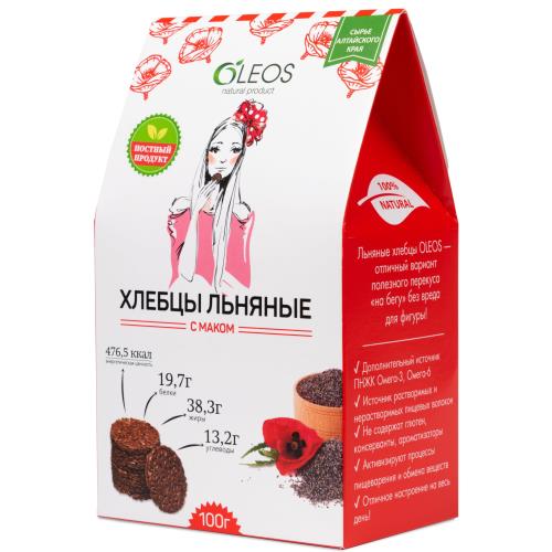 ОЛЕОС ХЛЕБЦЫ ЛЬНЯНЫЕ с маком 100 гр