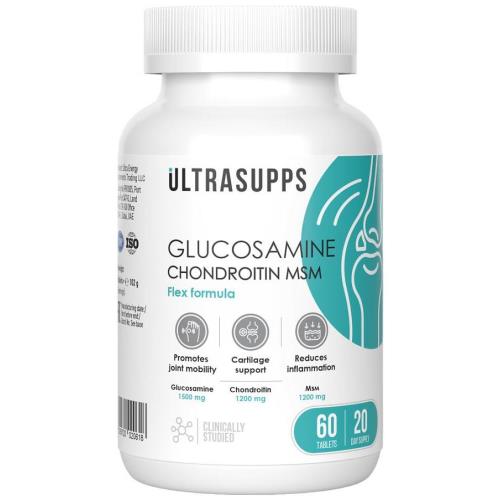 ULTRASUPPS ГЛЮКОЗАМИН ХОНДРОИТИН МСМ ФЛЕКС ФОРМУЛА табл. №60