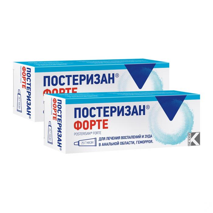 Комплект из 2Х упаковок ПОСТЕРИЗАН ФОРТЕ мазь наружн. и д/рект. примен. туба 25 гр