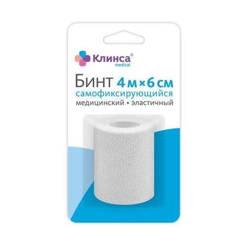 БИНТ САМОФИКСИРУЮЩИЙСЯ КЛИНСА белый 6см х 4м