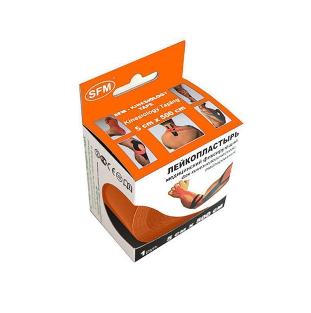 ЛЕНТА КИНЕЗИОЛОГИЧЕСКАЯ SFM оранжевый 5см х 500см