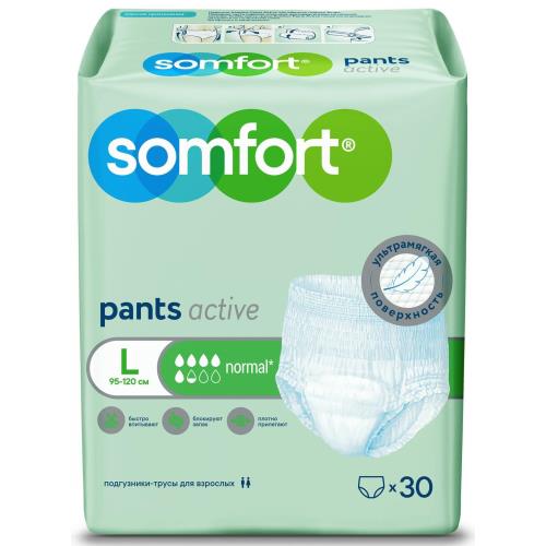 SOMFORT ПОДГУЗНИКИ ДЛЯ ВЗРОСЛЫХ ПАНТС ACTIVE NORMAL L №30