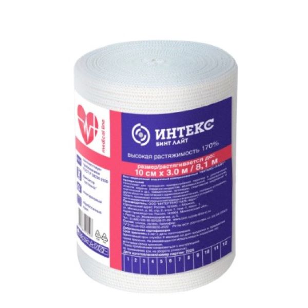 БИНТ ЭЛАСТИЧНЫЙ ВР ЛАЙТ ИНТЕКС с застежкой 10см х 3м