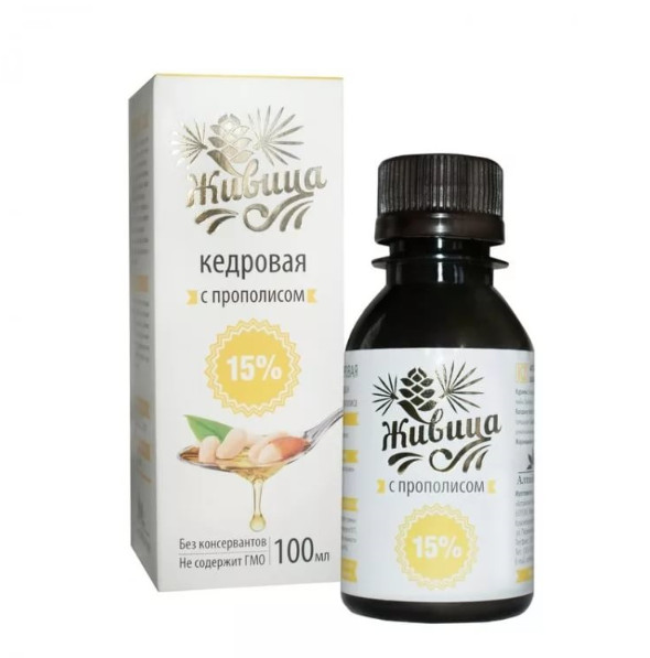 ЖИВИЦА КЕДРОВАЯ С ПРОПОЛИСОМ р-р внутр. 15% 100 мл
