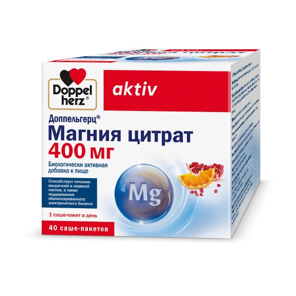 ДОППЕЛЬГЕРЦ МАГНИЯ ЦИТРАТ пор д/приг.р-ра внутрь пак.-саше №40