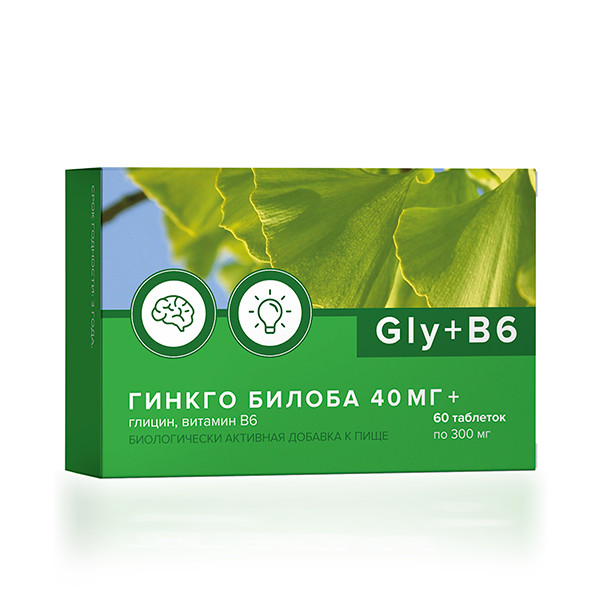 ГИНКГО БИЛОБА С ГЛИЦИНОМ И ВИТАМИНОМ В6 ТМ табл. №60