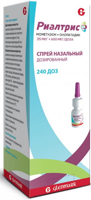 РИАЛТРИС спрей назал. 25+600 мкг/доза фл. 240 доз