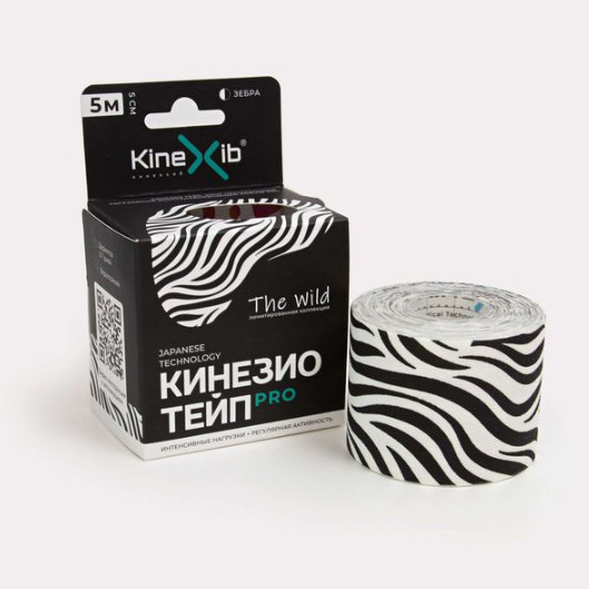 БИНТ КИНЕЗИО-ТЕЙП КИНЕКСИБ ПРО зебра 5см х 5м