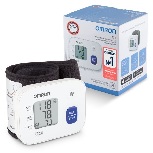 ОМРОН (OMRON) ПРИБОР (ТОНОМЕТР) ИЗМ. АРТ. ДАВЛЕНИЯ АВТОМАТ НА ЗАПЯСТЬЕ RS1 (HEM-6120-RU)