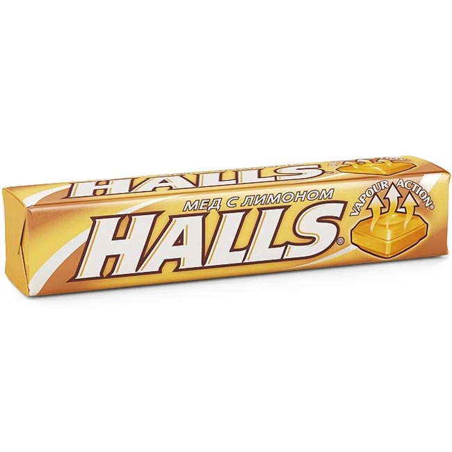 HALLS леденцы мед-лимон №12 блок