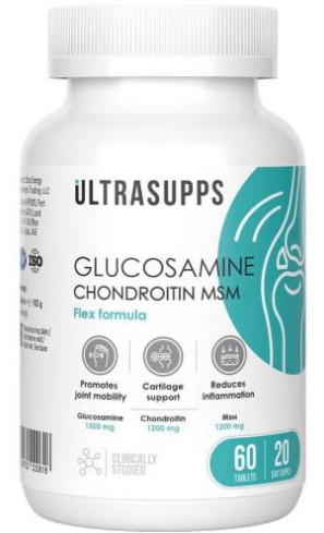 ULTRASUPPS ГЛЮКОЗАМИН ХОНДРОИТИН МСМ ФЛЕКС ФОРМУЛА табл. №60