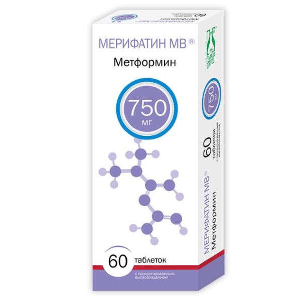 МЕРИФАТИН МВ табл. пролонг. 750 мг №60