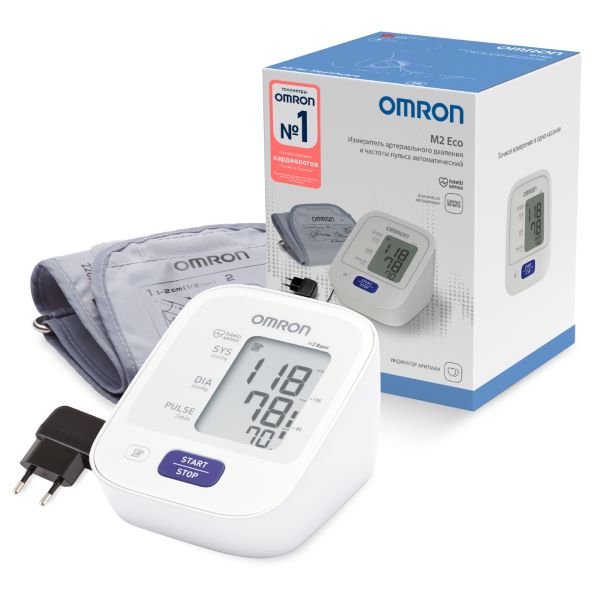 ОМРОН (OMRON) ПРИБОР (ТОНОМЕТР) ИЗМ. АРТ. ДАВЛЕНИЯ АВТОМАТ + АДАПТЕР M2 ECO (ARU)