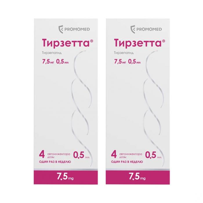 Комплект из 2Х упаковок ТИРЗЕТТА р-р д/инъекц. п/к 7,5 мг шпр.- ручка 0,5 мл №4