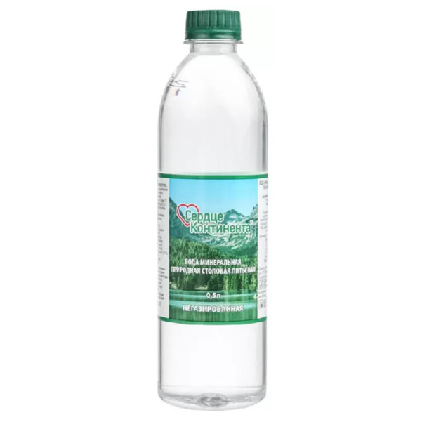 СЕРДЦЕ КОНТИНЕНТА ВОДА МИНЕРАЛЬНАЯ НЕГАЗИРОВАННАЯ пэт 0,5 л