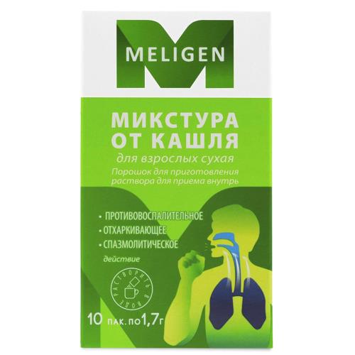 МИКСТУРА ОТ КАШЛЯ СУХАЯ МЕЛИГЕН д/взрослых пор д/приг.р-ра внутрь 1,7 гр №10