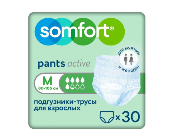 SOMFORT ПОДГУЗНИКИ ДЛЯ ВЗРОСЛЫХ ПАНТС ACTIVE NORMAL M №30