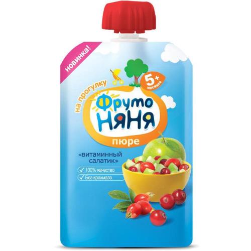 ФРУТОНЯНЯ ПЮРЕ ФРУКТОВОЕ яблоко-шиповник-клюква 90 гр