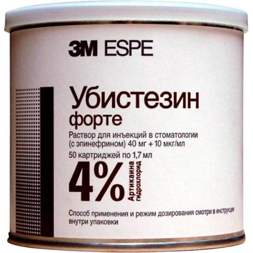 УБИСТЕЗИН ФОРТЕ р-р д/инъекц. 40+0,01 мг/мл картридж 1,7 мл №50