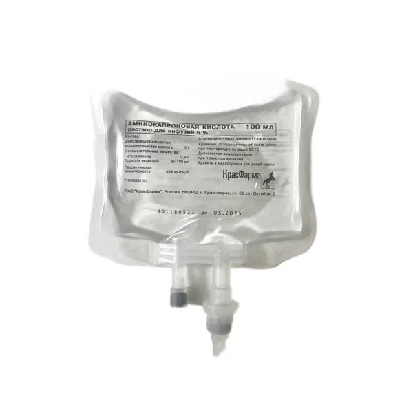 АМИНОКАПРОНОВАЯ КИСЛОТА р-р д/инфузий 5% пласт. контейнер 100 мл