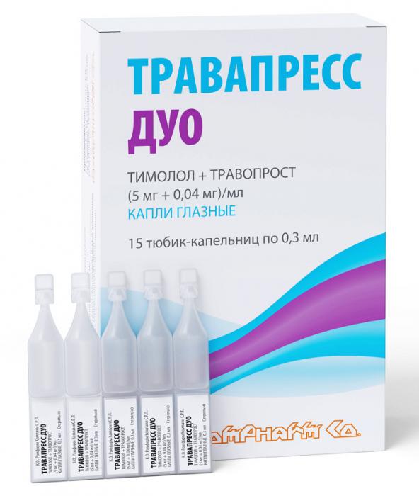 ТРАВАПРЕСС ДУО капли глазные 0,04+5 мг/мл тюб.- кап. 0,3 мл №15