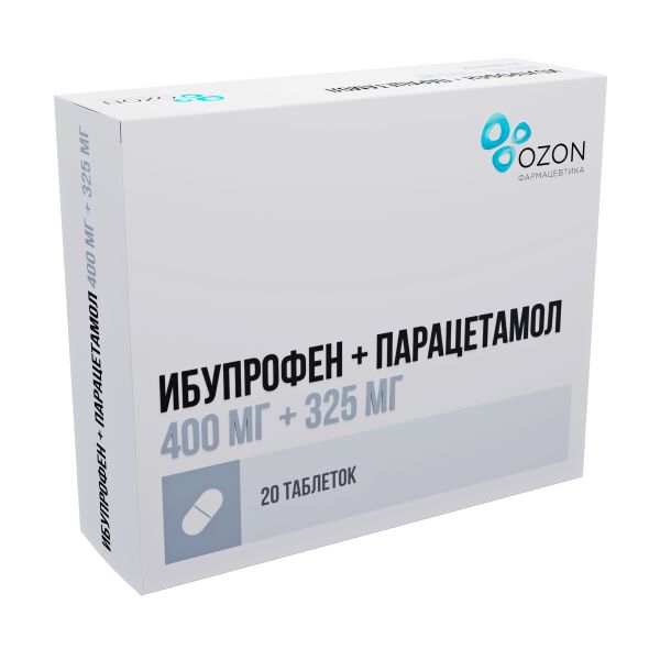 ИБУПРОФЕН+ПАРАЦЕТАМОЛ ОЗОН табл. п/о плен. 400+325 мг №20