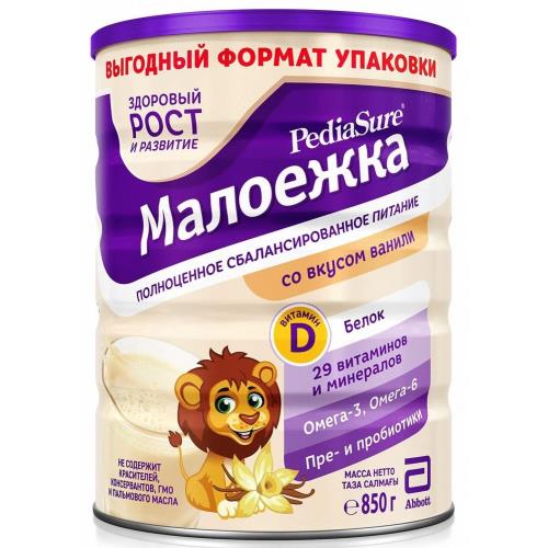 ПЕДИАШУР МАЛОЕЖКА СМЕСЬ СУХАЯ ДЛЯ ЭНТЕР. ПИТАНИЯ ваниль 850 гр