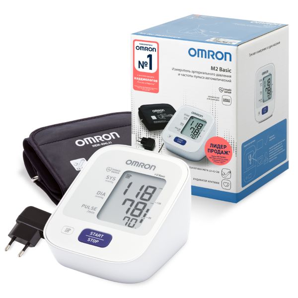 ОМРОН (OMRON) ПРИБОР (ТОНОМЕТР) ИЗМ. АРТ. ДАВЛЕНИЯ АВТОМАТ + АДАПТЕР И УНИВЕРСАЛЬНАЯ МАНЖЕТА M2 BASIC (HEM-7121-ALRU)