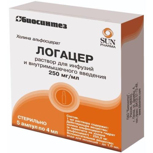 ЛОГАЦЕР р-р д/инф. и в/м 250 мг/мл амп. 4 мл №5