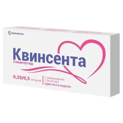 КВИНСЕНТА р-р д/инъекц. п/к 1,34 мг/мл шприц-ручка 1,5 мл №1 (0,25/0,5 мг/доза) + 6 игл